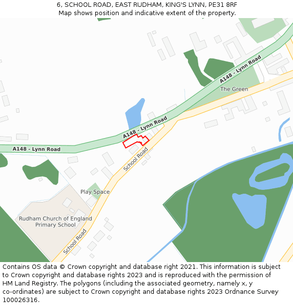 6, SCHOOL ROAD, EAST RUDHAM, KING'S LYNN, PE31 8RF: Location map and indicative extent of plot