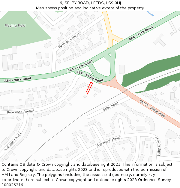 6, SELBY ROAD, LEEDS, LS9 0HJ: Location map and indicative extent of plot