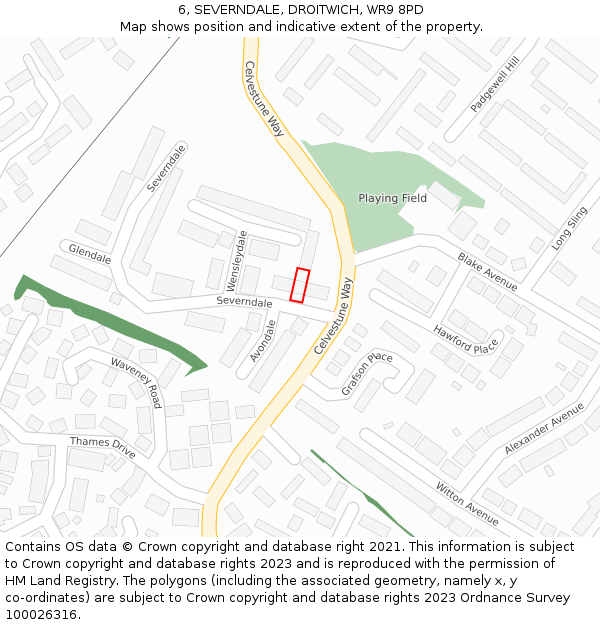 6, SEVERNDALE, DROITWICH, WR9 8PD: Location map and indicative extent of plot