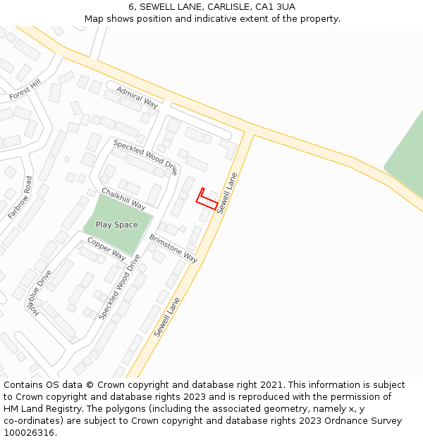 6, SEWELL LANE, CARLISLE, CA1 3UA: Location map and indicative extent of plot
