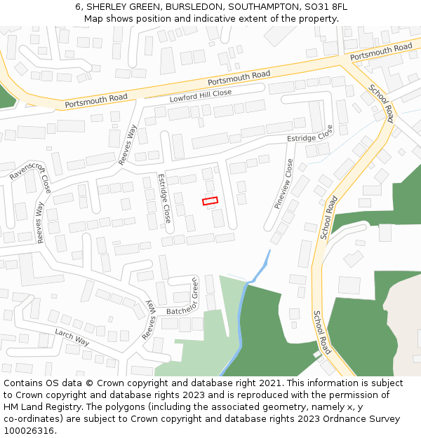 6, SHERLEY GREEN, BURSLEDON, SOUTHAMPTON, SO31 8FL: Location map and indicative extent of plot