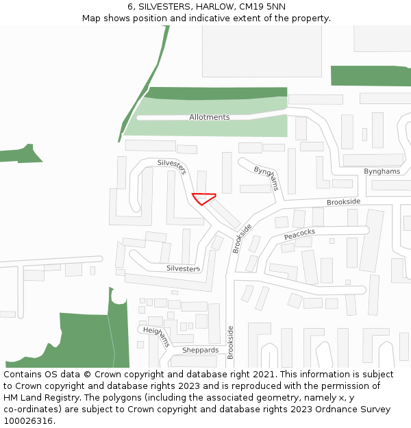 6, SILVESTERS, HARLOW, CM19 5NN: Location map and indicative extent of plot