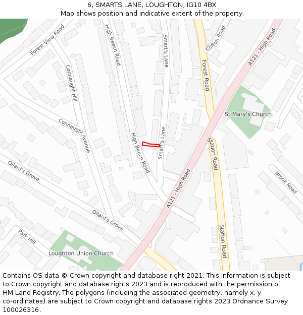 6, SMARTS LANE, LOUGHTON, IG10 4BX: Location map and indicative extent of plot