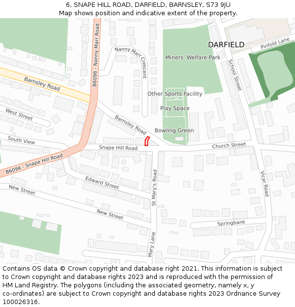 6, SNAPE HILL ROAD, DARFIELD, BARNSLEY, S73 9JU: Location map and indicative extent of plot