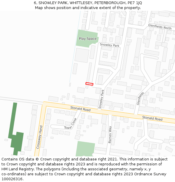6, SNOWLEY PARK, WHITTLESEY, PETERBOROUGH, PE7 1JQ: Location map and indicative extent of plot