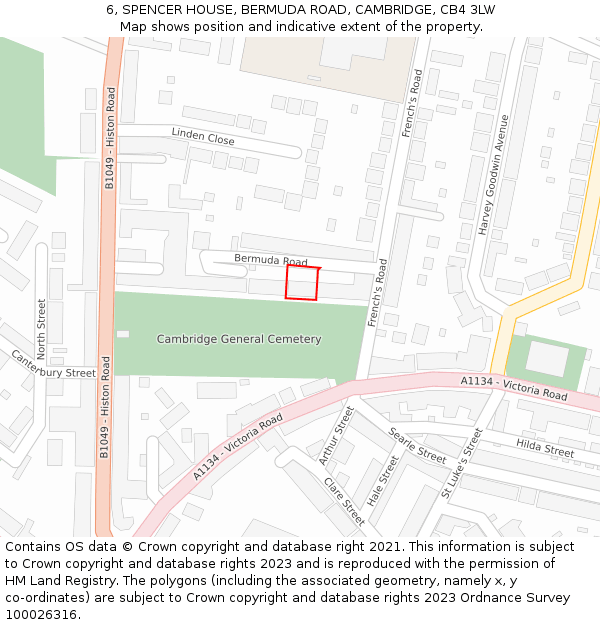6, SPENCER HOUSE, BERMUDA ROAD, CAMBRIDGE, CB4 3LW: Location map and indicative extent of plot
