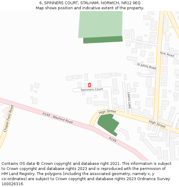 6, SPINNERS COURT, STALHAM, NORWICH, NR12 9EQ: Location map and indicative extent of plot