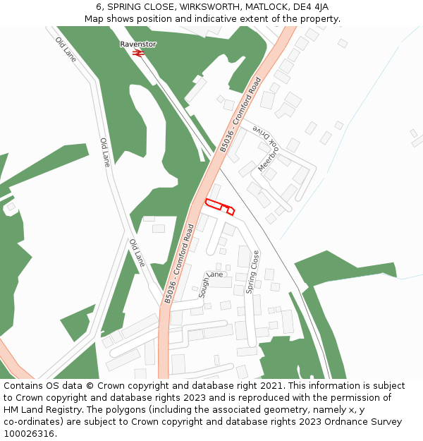 6, SPRING CLOSE, WIRKSWORTH, MATLOCK, DE4 4JA: Location map and indicative extent of plot
