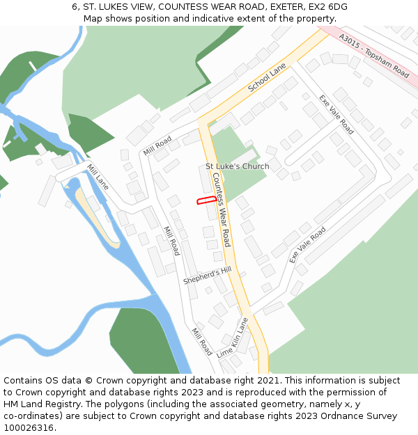 6, ST. LUKES VIEW, COUNTESS WEAR ROAD, EXETER, EX2 6DG: Location map and indicative extent of plot