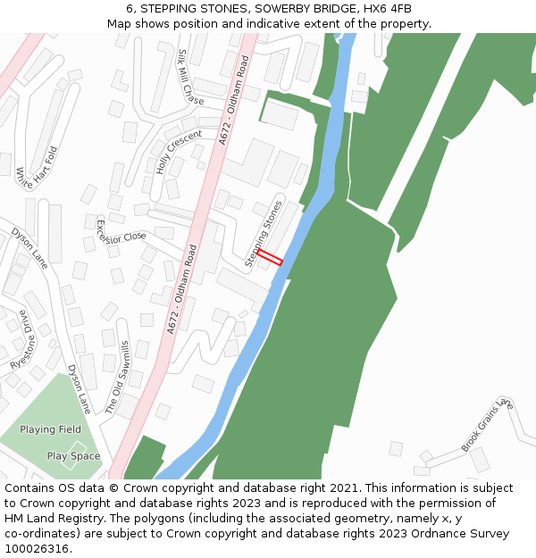 6, STEPPING STONES, SOWERBY BRIDGE, HX6 4FB: Location map and indicative extent of plot