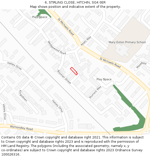 6, STIRLING CLOSE, HITCHIN, SG4 0ER: Location map and indicative extent of plot