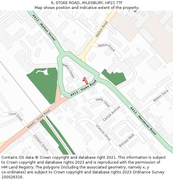 6, STOKE ROAD, AYLESBURY, HP21 7TF: Location map and indicative extent of plot
