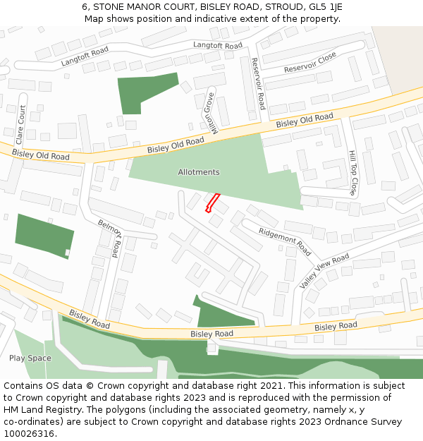 6, STONE MANOR COURT, BISLEY ROAD, STROUD, GL5 1JE: Location map and indicative extent of plot