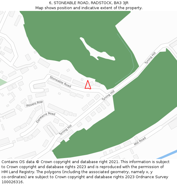 6, STONEABLE ROAD, RADSTOCK, BA3 3JR: Location map and indicative extent of plot
