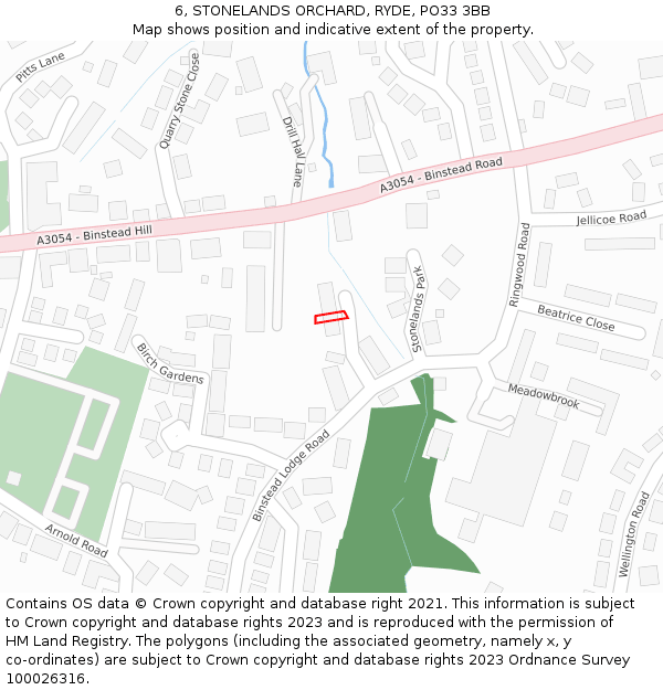 6, STONELANDS ORCHARD, RYDE, PO33 3BB: Location map and indicative extent of plot
