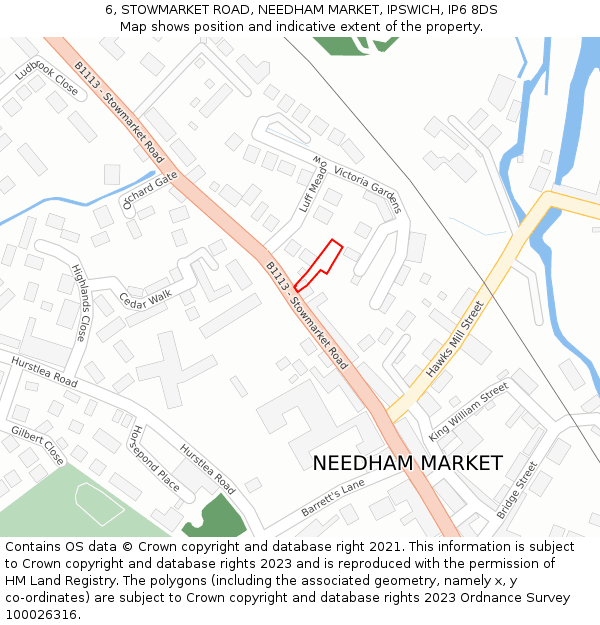6, STOWMARKET ROAD, NEEDHAM MARKET, IPSWICH, IP6 8DS: Location map and indicative extent of plot