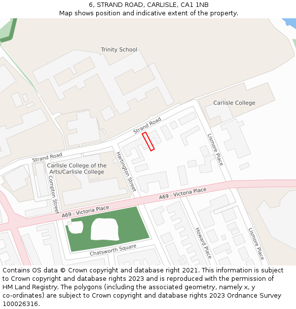 6, STRAND ROAD, CARLISLE, CA1 1NB: Location map and indicative extent of plot
