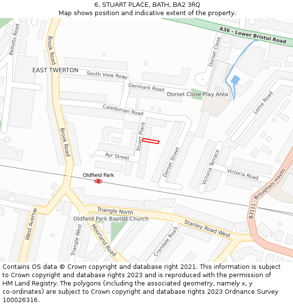 6, STUART PLACE, BATH, BA2 3RQ: Location map and indicative extent of plot