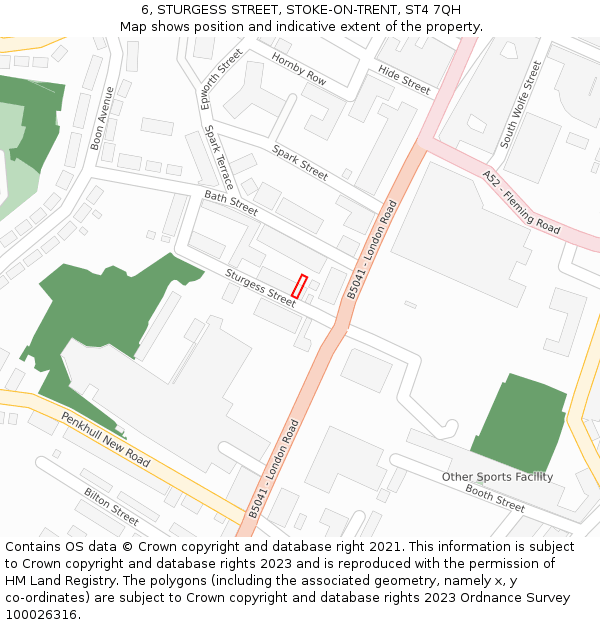 6, STURGESS STREET, STOKE-ON-TRENT, ST4 7QH: Location map and indicative extent of plot