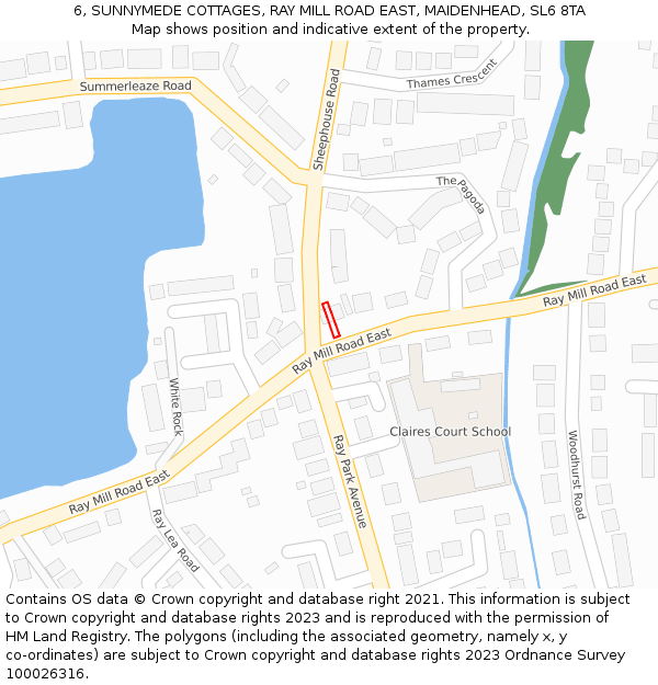 6, SUNNYMEDE COTTAGES, RAY MILL ROAD EAST, MAIDENHEAD, SL6 8TA: Location map and indicative extent of plot