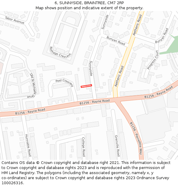 6, SUNNYSIDE, BRAINTREE, CM7 2RP: Location map and indicative extent of plot