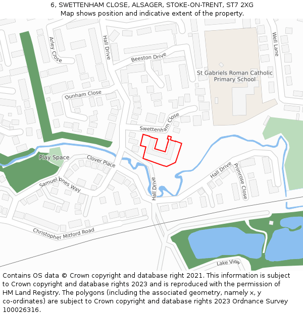 6, SWETTENHAM CLOSE, ALSAGER, STOKE-ON-TRENT, ST7 2XG: Location map and indicative extent of plot