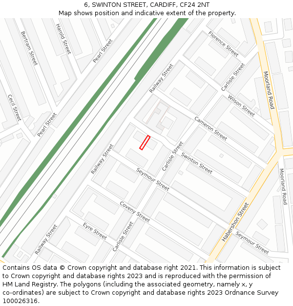 6, SWINTON STREET, CARDIFF, CF24 2NT: Location map and indicative extent of plot