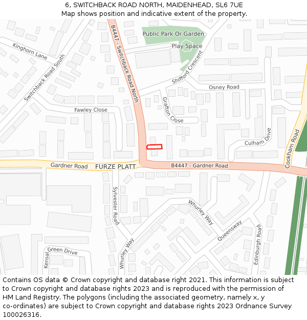 6, SWITCHBACK ROAD NORTH, MAIDENHEAD, SL6 7UE: Location map and indicative extent of plot