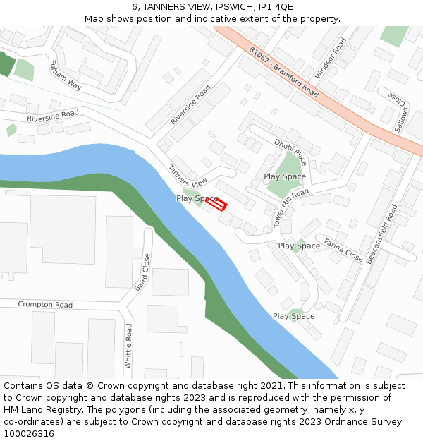 6, TANNERS VIEW, IPSWICH, IP1 4QE: Location map and indicative extent of plot