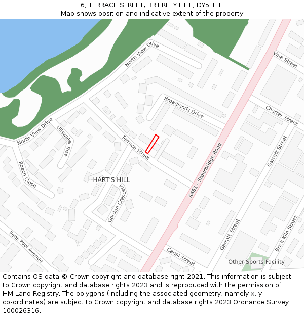 6, TERRACE STREET, BRIERLEY HILL, DY5 1HT: Location map and indicative extent of plot