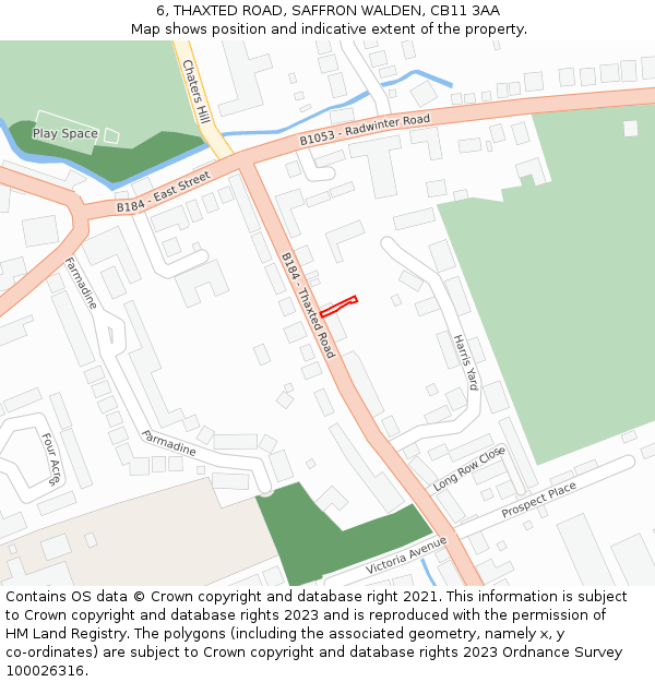 6, THAXTED ROAD, SAFFRON WALDEN, CB11 3AA: Location map and indicative extent of plot