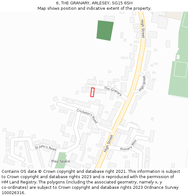 6, THE GRANARY, ARLESEY, SG15 6SH: Location map and indicative extent of plot