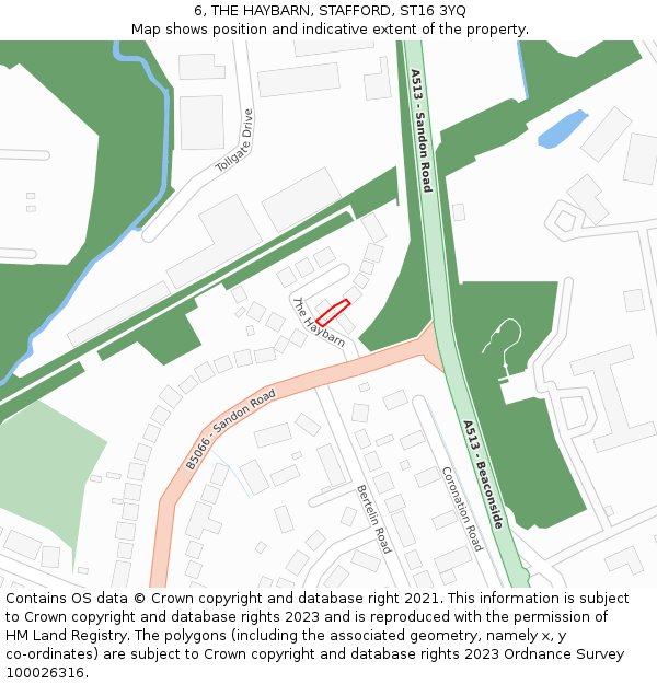 6, THE HAYBARN, STAFFORD, ST16 3YQ: Location map and indicative extent of plot