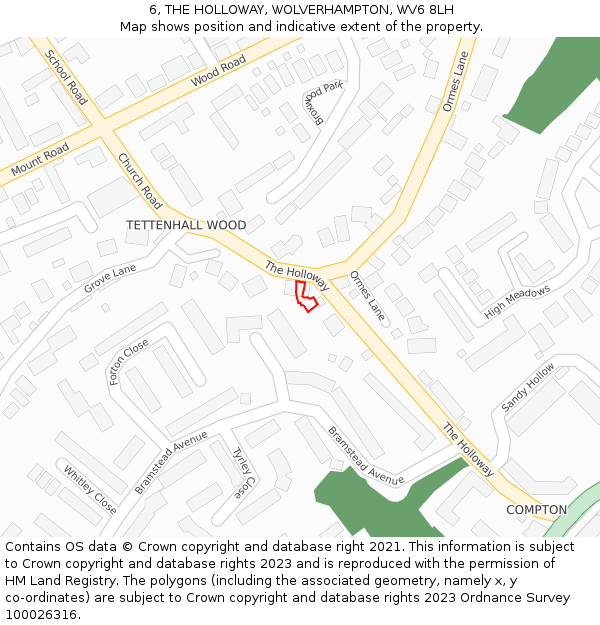 6, THE HOLLOWAY, WOLVERHAMPTON, WV6 8LH: Location map and indicative extent of plot