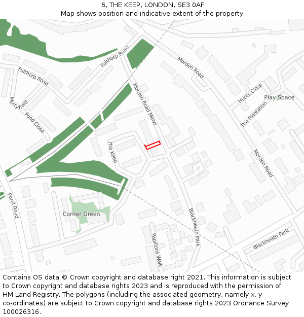 6, THE KEEP, LONDON, SE3 0AF: Location map and indicative extent of plot