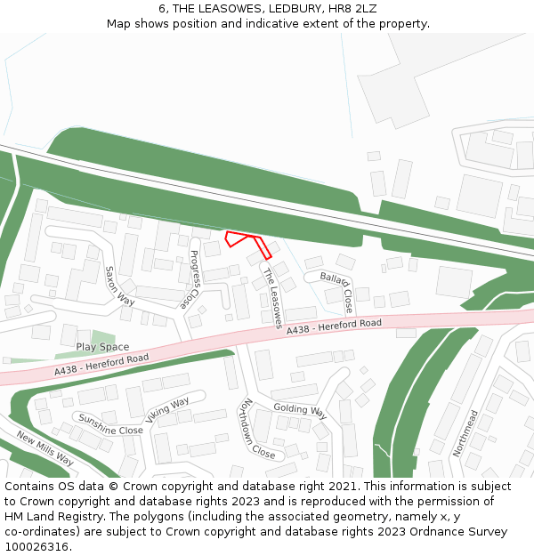 6, THE LEASOWES, LEDBURY, HR8 2LZ: Location map and indicative extent of plot
