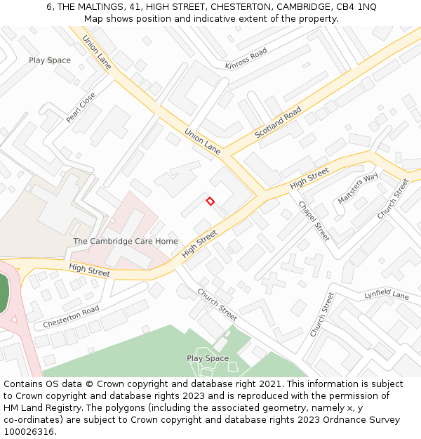 6, THE MALTINGS, 41, HIGH STREET, CHESTERTON, CAMBRIDGE, CB4 1NQ: Location map and indicative extent of plot