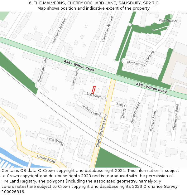 6, THE MALVERNS, CHERRY ORCHARD LANE, SALISBURY, SP2 7JG: Location map and indicative extent of plot