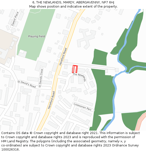 6, THE NEWLANDS, MARDY, ABERGAVENNY, NP7 6HJ: Location map and indicative extent of plot
