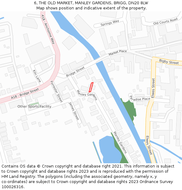 6, THE OLD MARKET, MANLEY GARDENS, BRIGG, DN20 8LW: Location map and indicative extent of plot