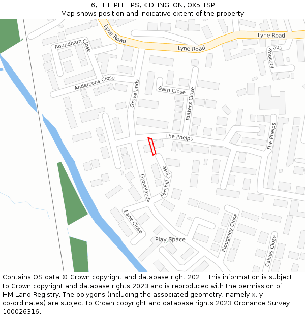 6, THE PHELPS, KIDLINGTON, OX5 1SP: Location map and indicative extent of plot