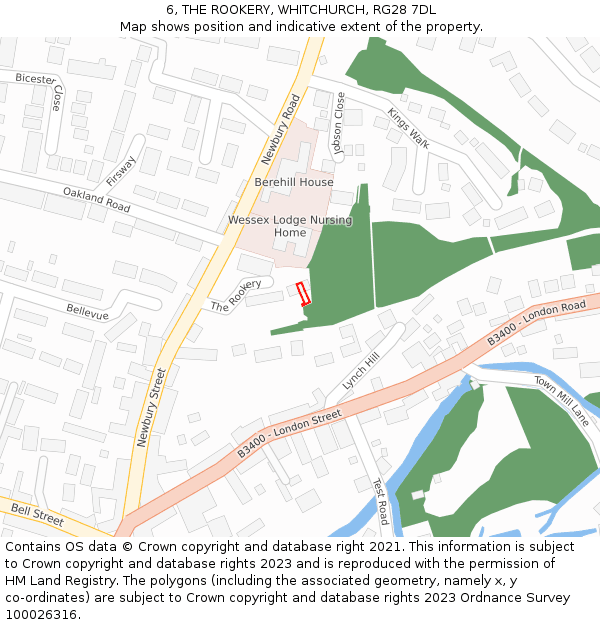 6, THE ROOKERY, WHITCHURCH, RG28 7DL: Location map and indicative extent of plot