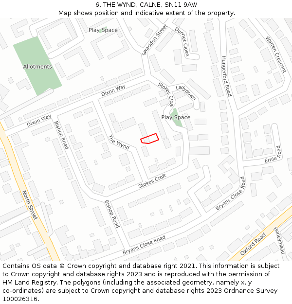 6, THE WYND, CALNE, SN11 9AW: Location map and indicative extent of plot