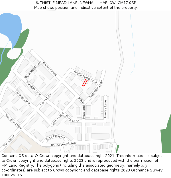 6, THISTLE MEAD LANE, NEWHALL, HARLOW, CM17 9SP: Location map and indicative extent of plot