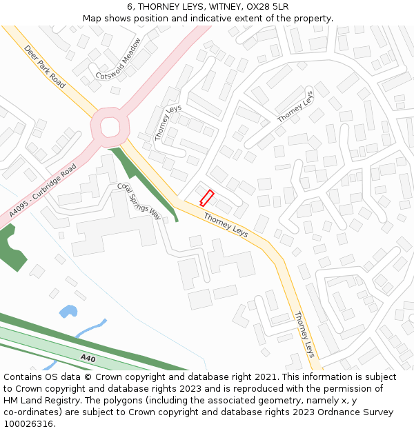 6, THORNEY LEYS, WITNEY, OX28 5LR: Location map and indicative extent of plot