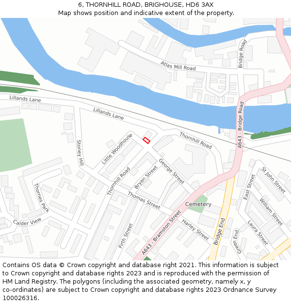 6, THORNHILL ROAD, BRIGHOUSE, HD6 3AX: Location map and indicative extent of plot