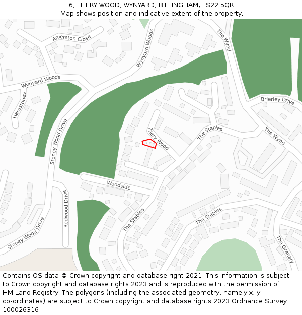 6, TILERY WOOD, WYNYARD, BILLINGHAM, TS22 5QR: Location map and indicative extent of plot