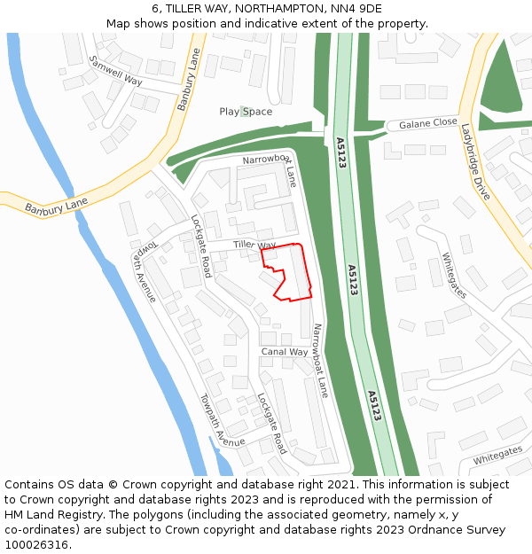 6, TILLER WAY, NORTHAMPTON, NN4 9DE: Location map and indicative extent of plot