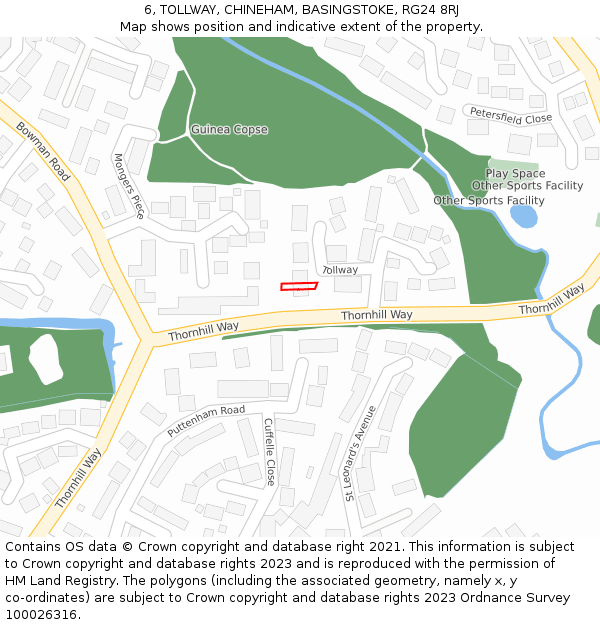 6, TOLLWAY, CHINEHAM, BASINGSTOKE, RG24 8RJ: Location map and indicative extent of plot