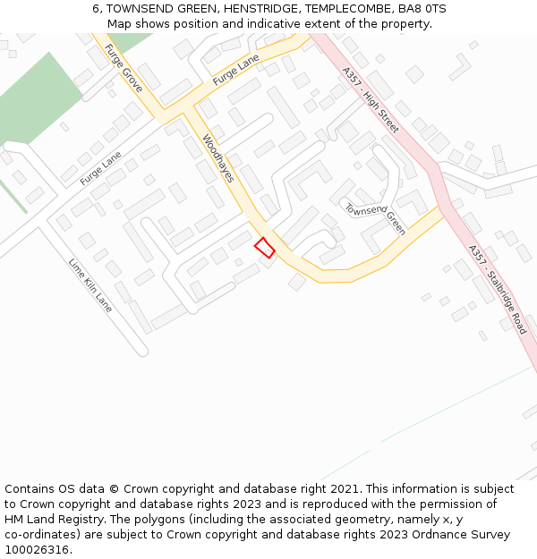 6, TOWNSEND GREEN, HENSTRIDGE, TEMPLECOMBE, BA8 0TS: Location map and indicative extent of plot